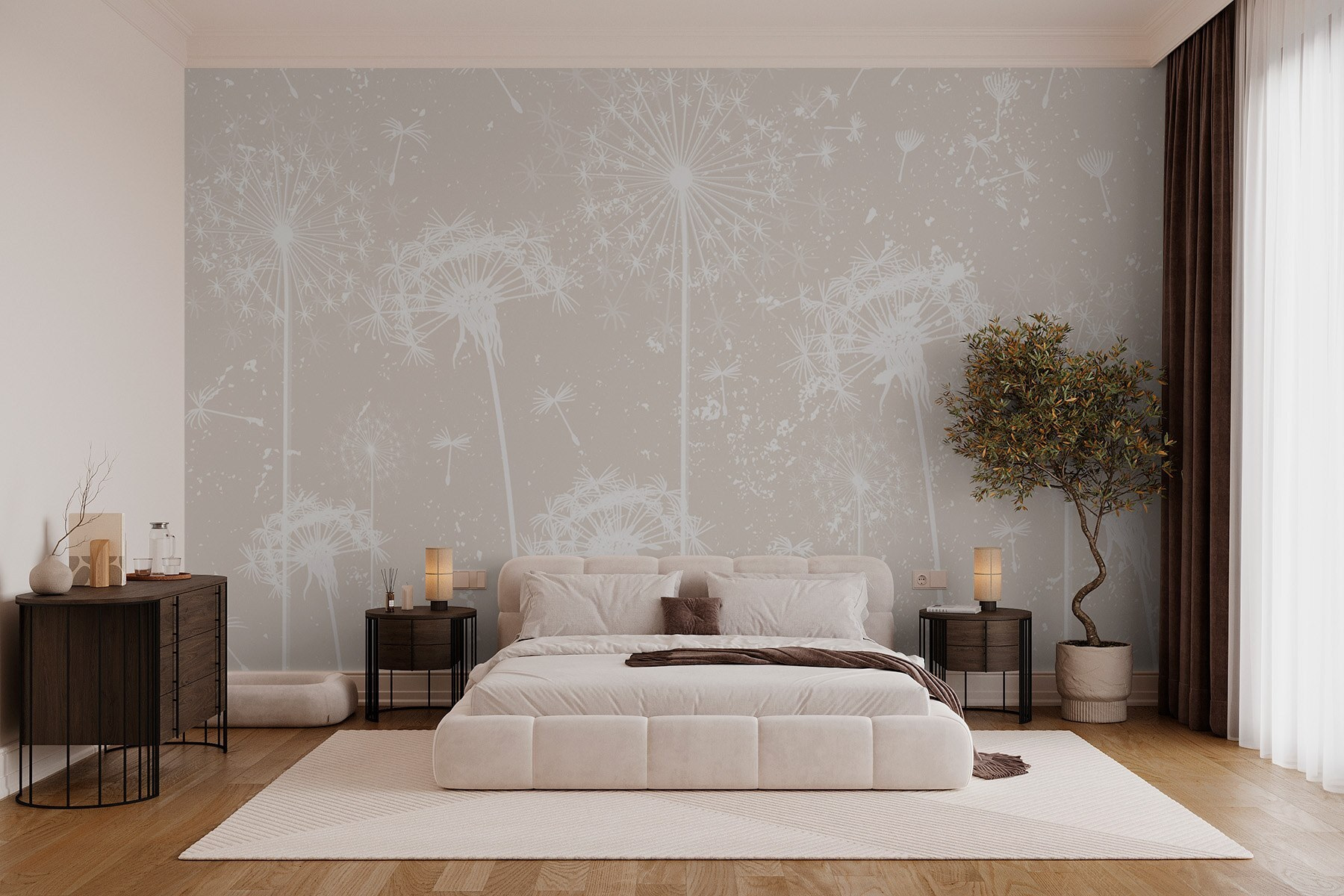 White dandelion flowers