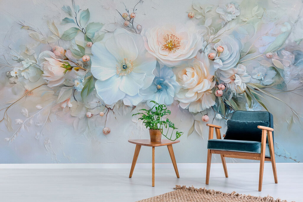 Painting of flowers and leaves Painting of flowers and leaves