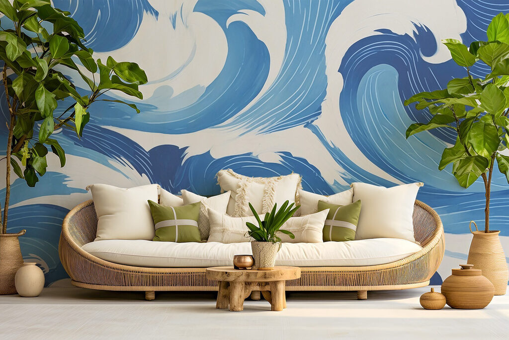 Blue and white waves