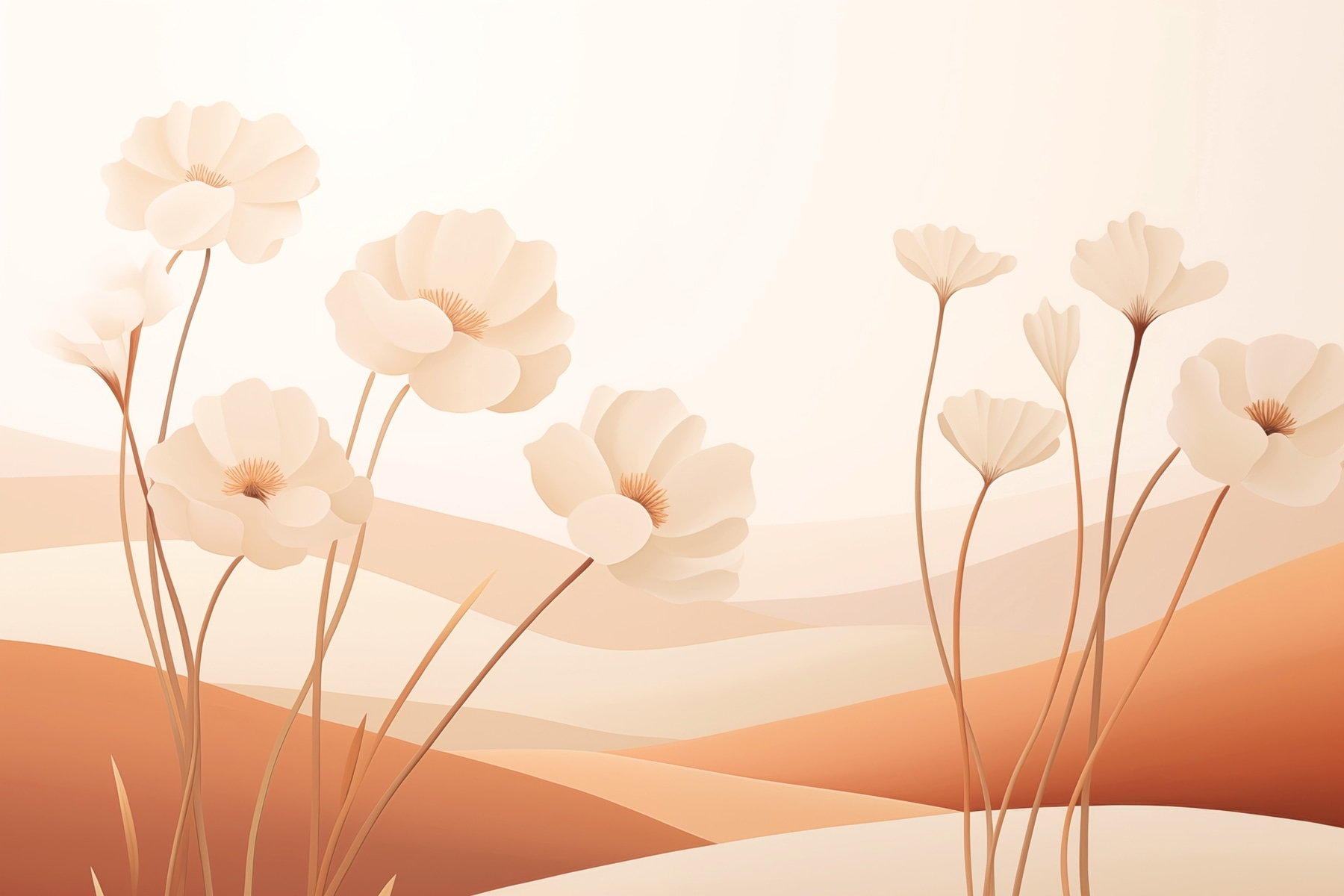 White flowers in a desert White flowers in a desert