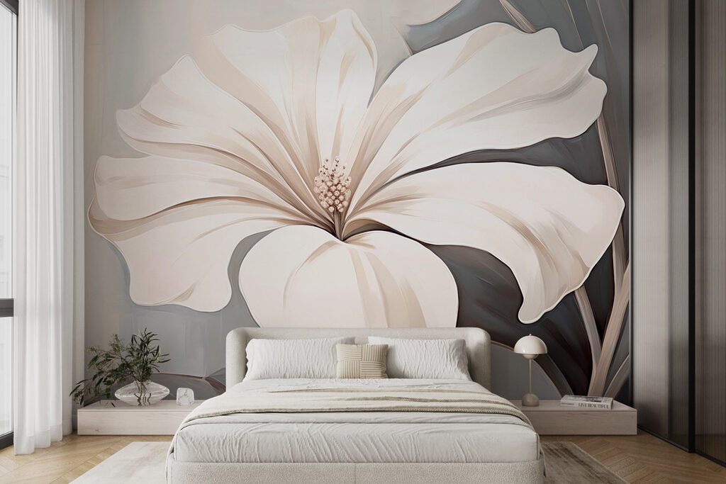 White flower on a gray background White flower on a gray background