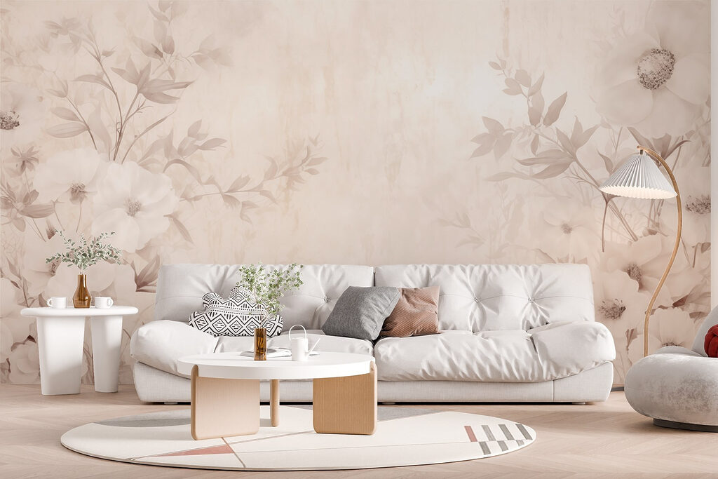 White flower pattern on a white surface