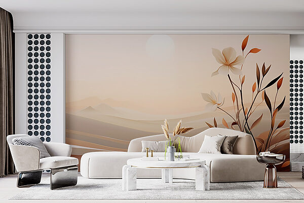 Painting of flowers in a desert