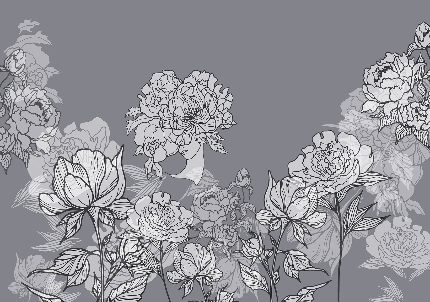 Group of flowers on a gray background
