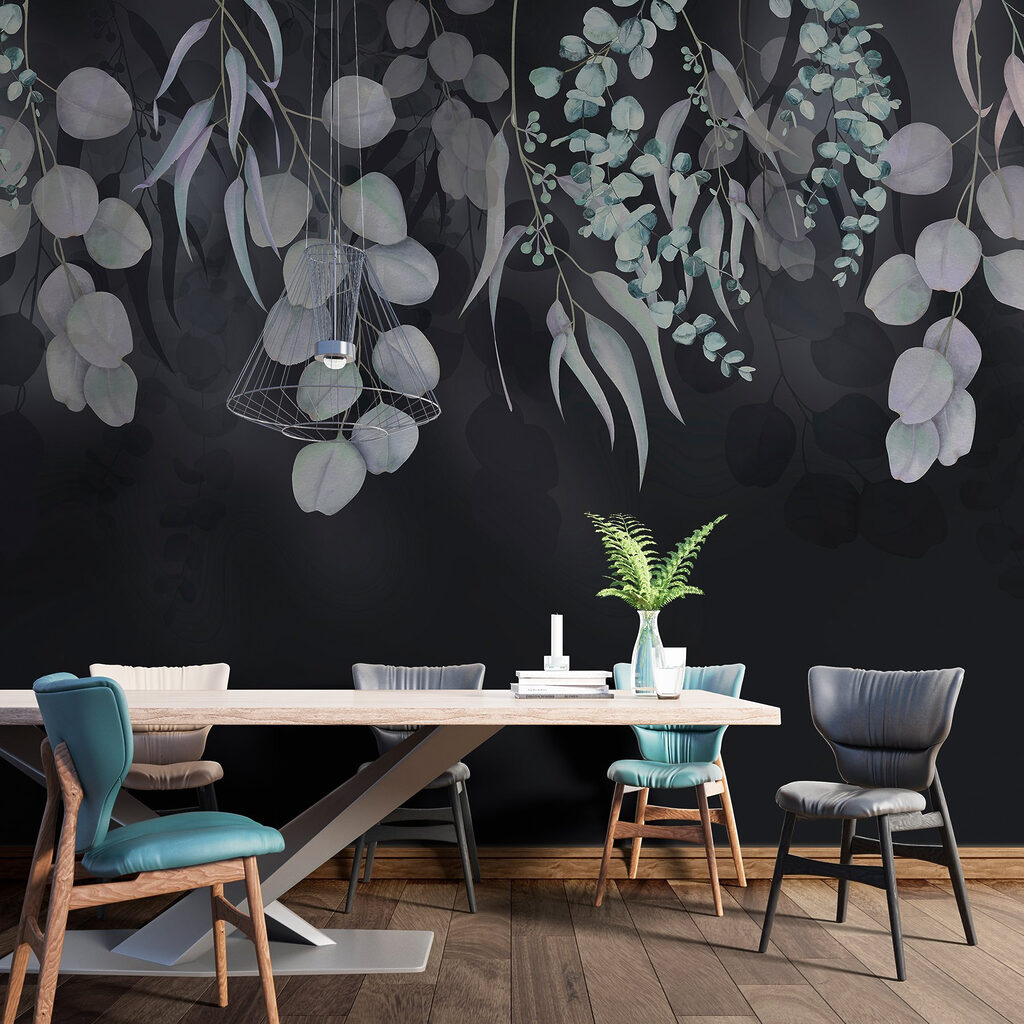 Graceful leaves against dark backdrop Graceful leaves against dark backdrop