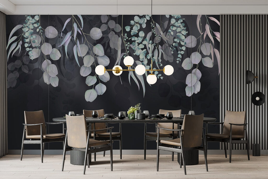 Graceful leaves against dark backdrop Graceful leaves against dark backdrop