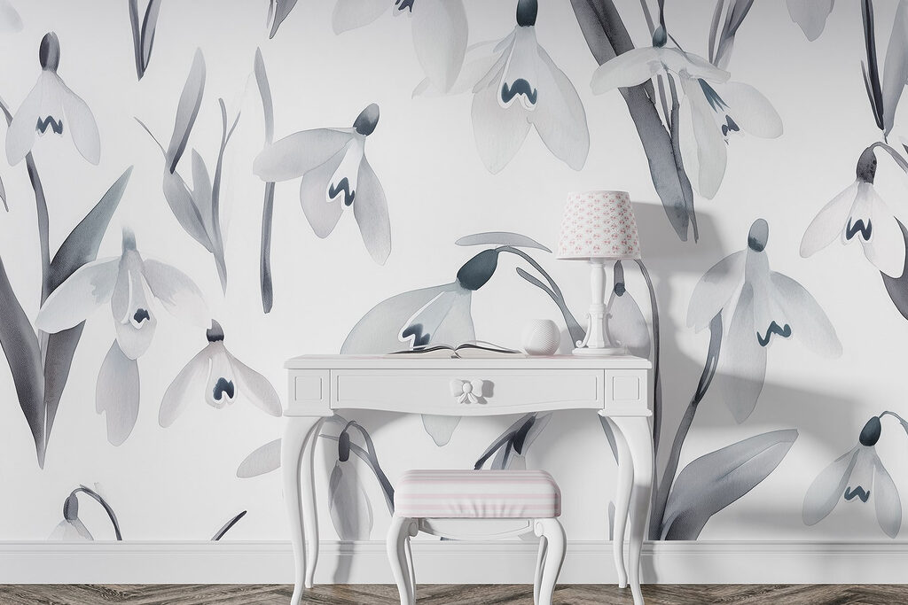 White flowers with gray leaves White flowers with gray leaves