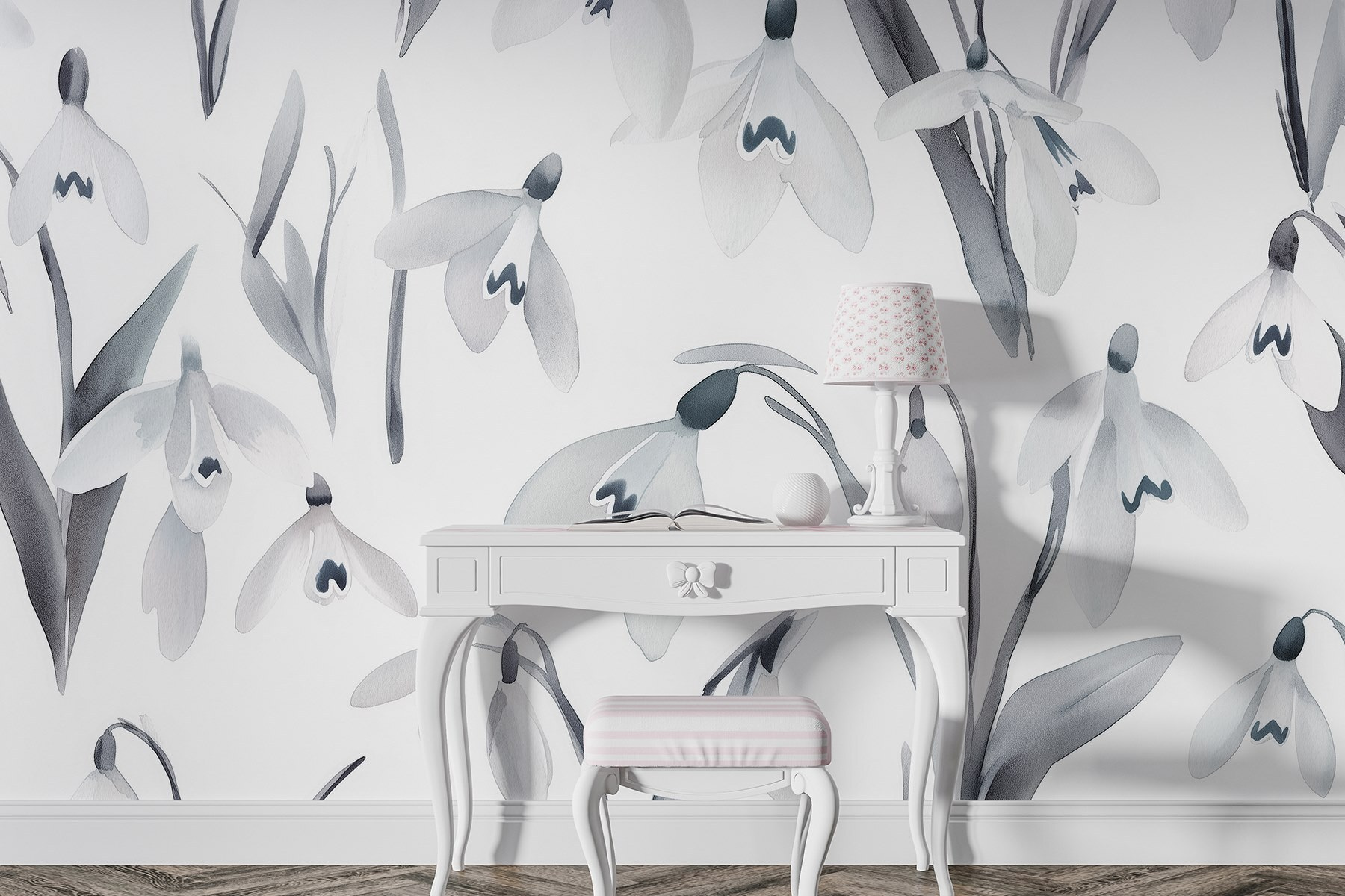 White flowers with gray leaves White flowers with gray leaves