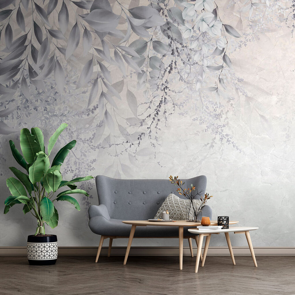 White and gray floral design