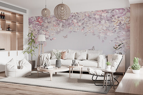 Kvetinový vzor s motýľmi u94295pig33r 600x400 - Kvetinový vzor s motýľmi