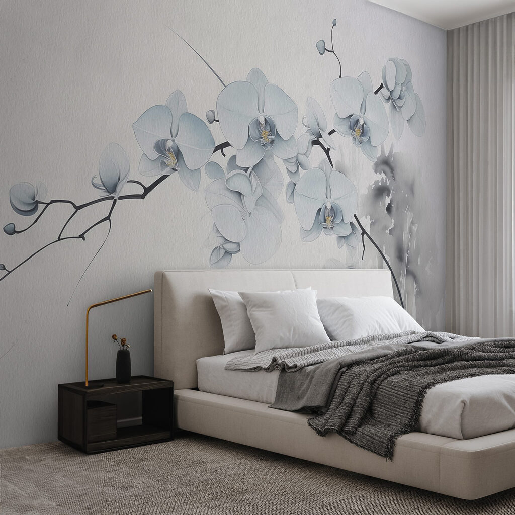 Painting of a branch with white flowers Painting of a branch with white flowers