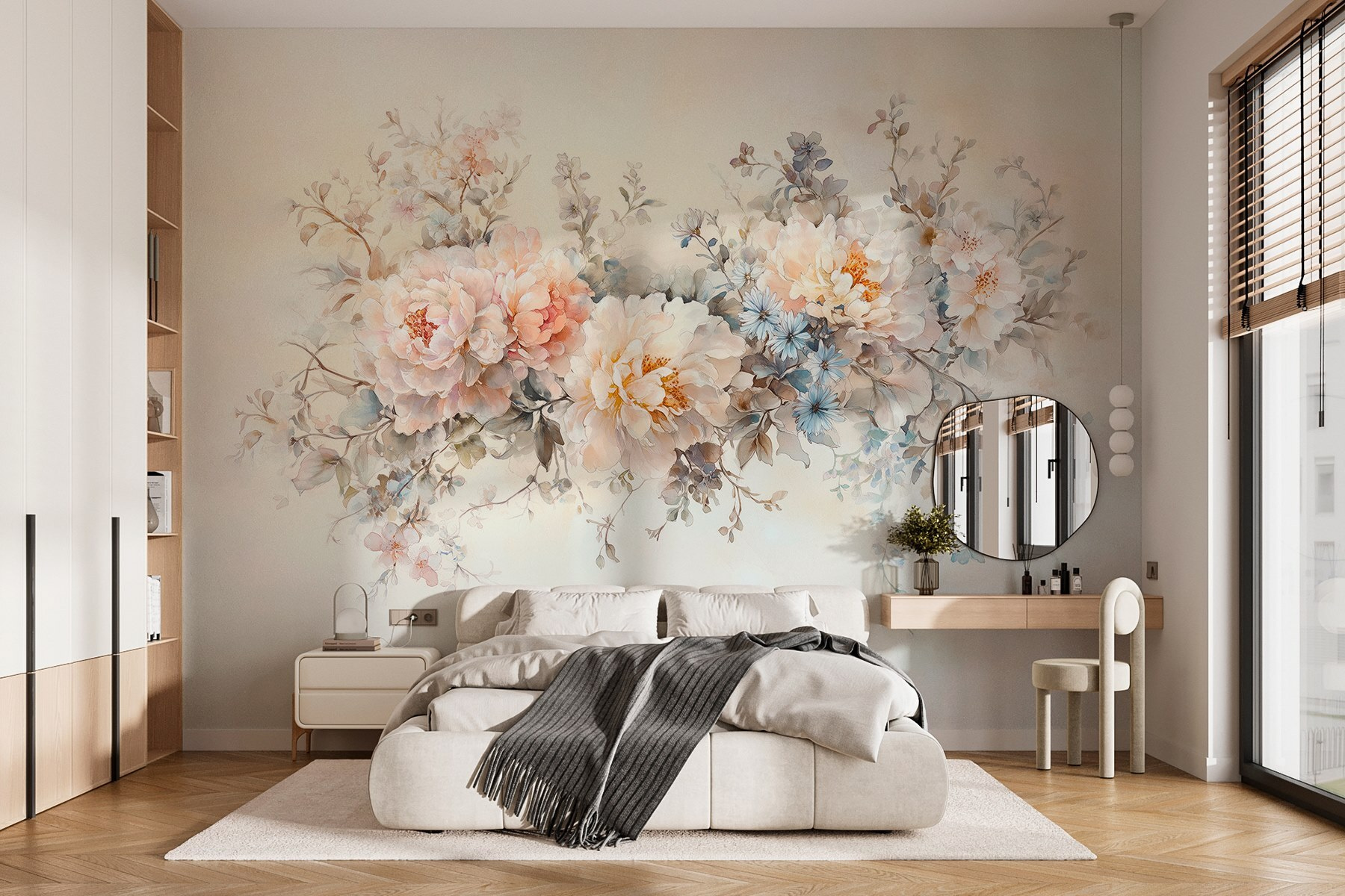 Painting of flowers on a white surface