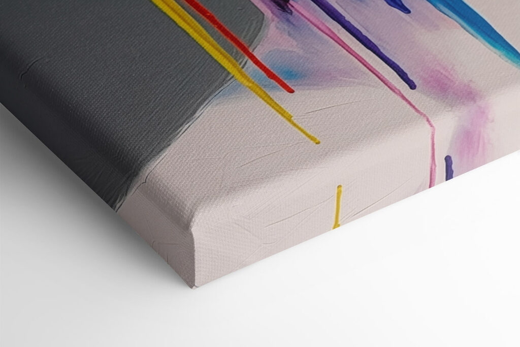 Painting of a woman with colorful paint on her face Painting of a woman with colorful paint on her face