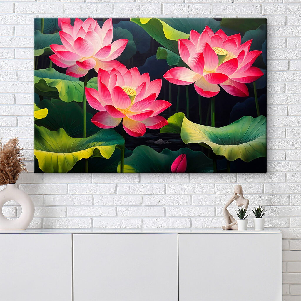 Group of pink flowers with green leaves