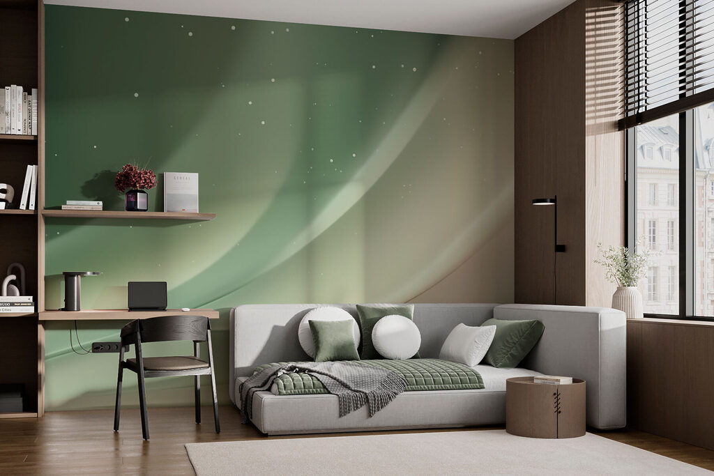 White and green background