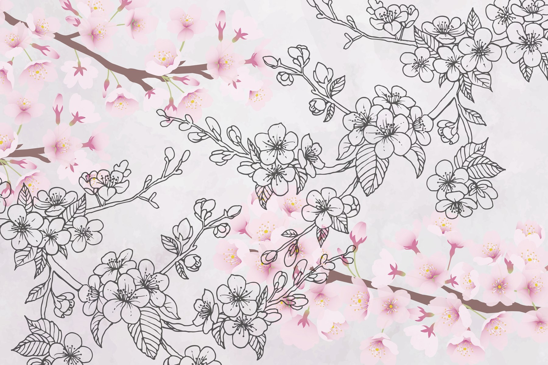 Delicate blossoms in soft pastels