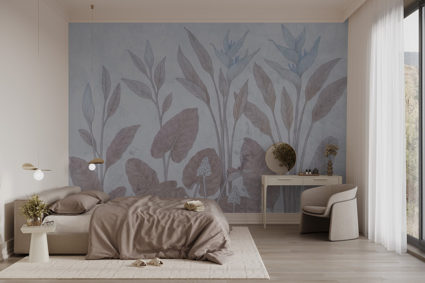 Delicate botanical design in soft tones