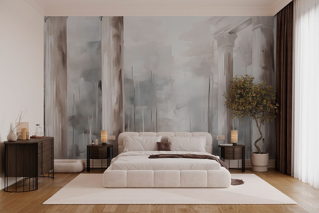 Painting of a building with columns Painting of a building with columns