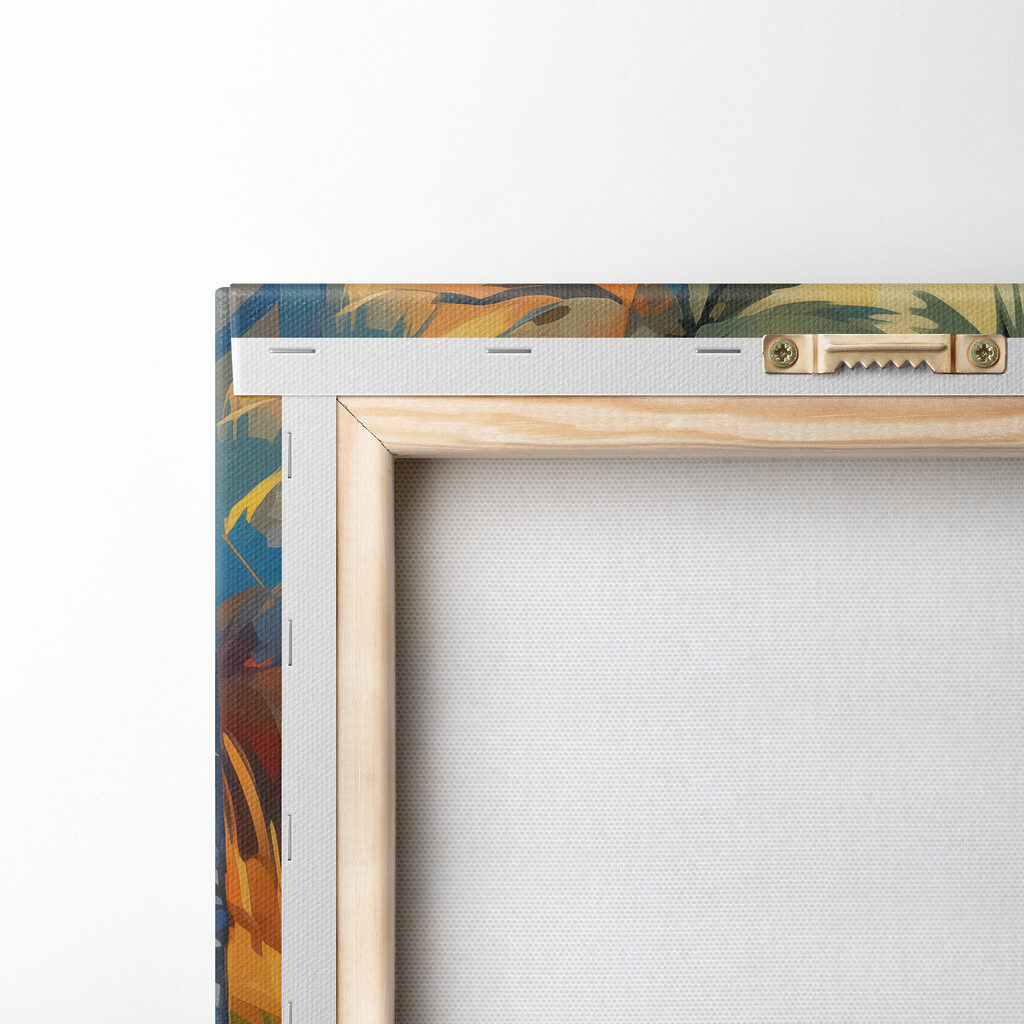 Blue boat in water with palm trees