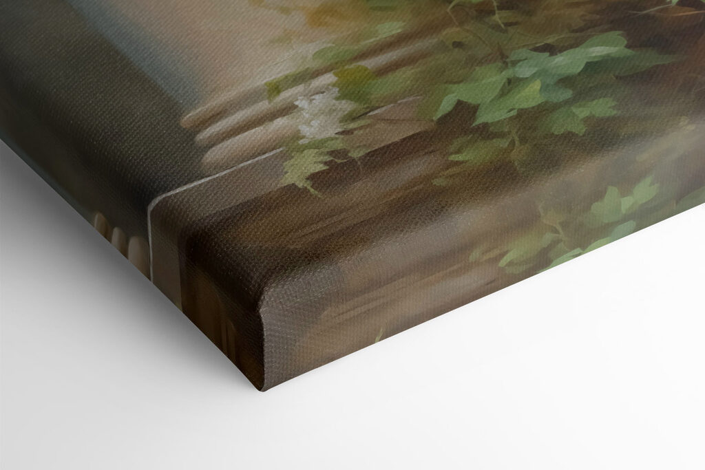 Painting of a column with ivy growing on it