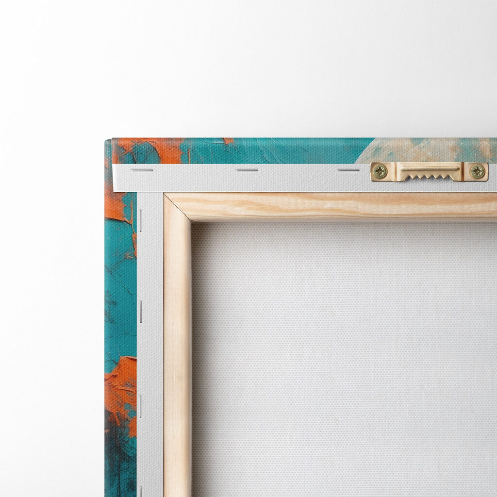 Painting of a forest with orange leaves and a full moon