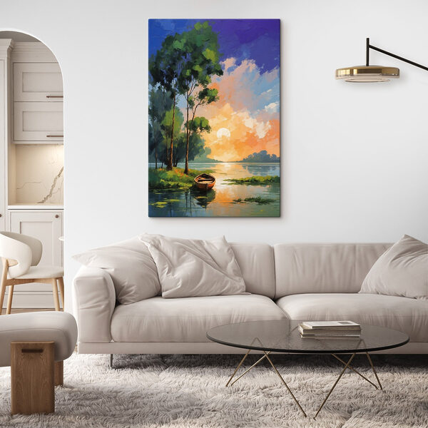 Obraz Maľba lode na jazere