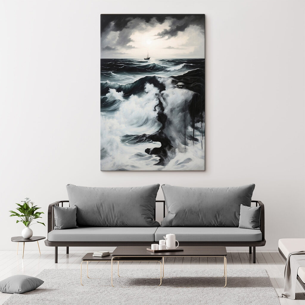 Painting of a ship in the ocean