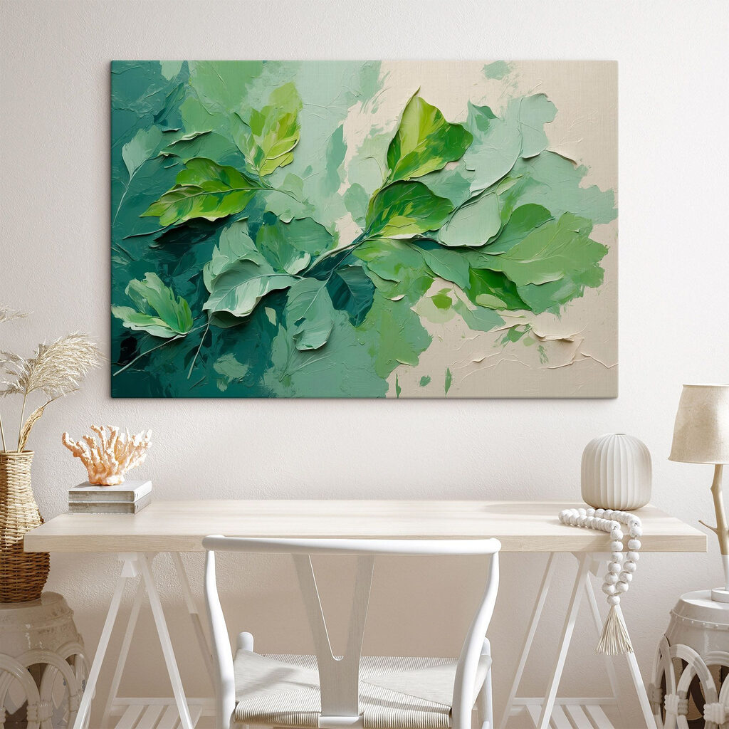Painting of leaves on a wall