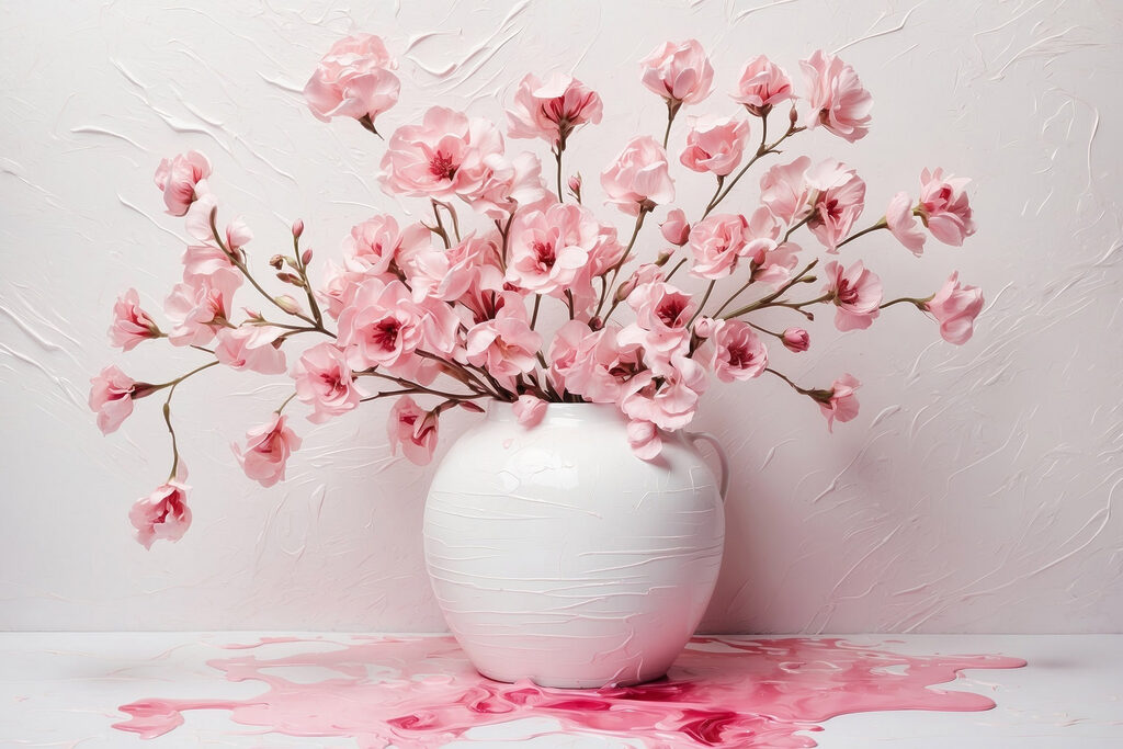 Vase with pink flowers