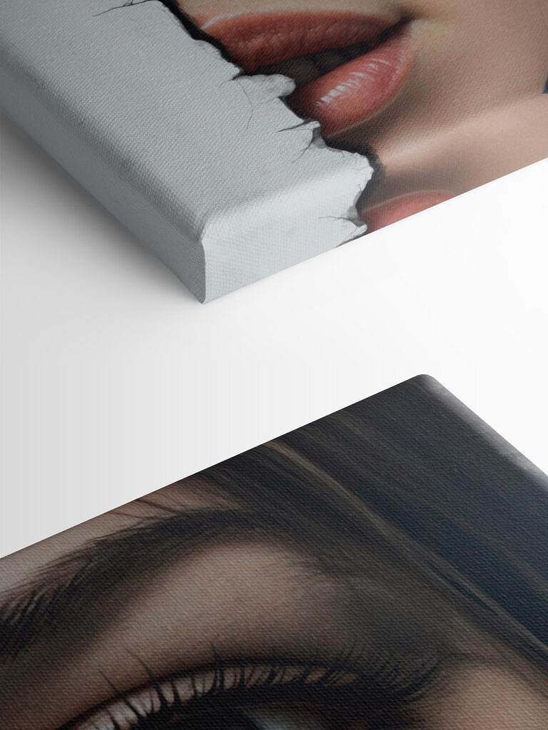 Woman's face with a torn paper Woman's face with a torn paper