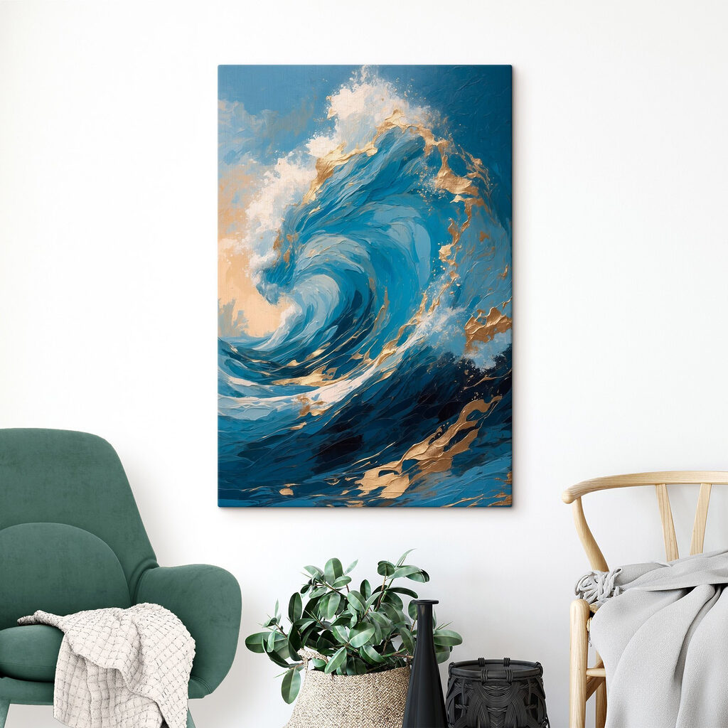 Majestic wave in vibrant blues