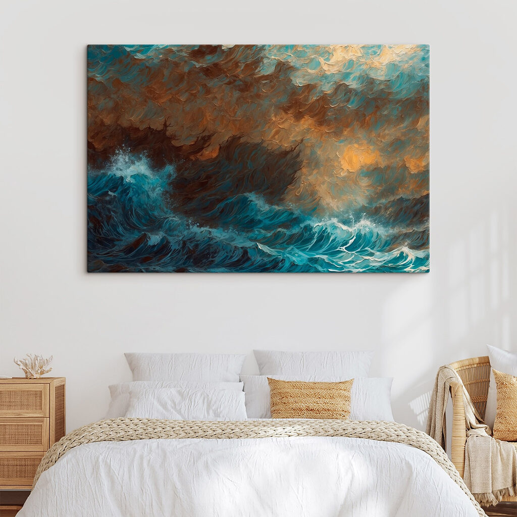 Painting of waves crashing into the ocean Painting of waves crashing into the ocean