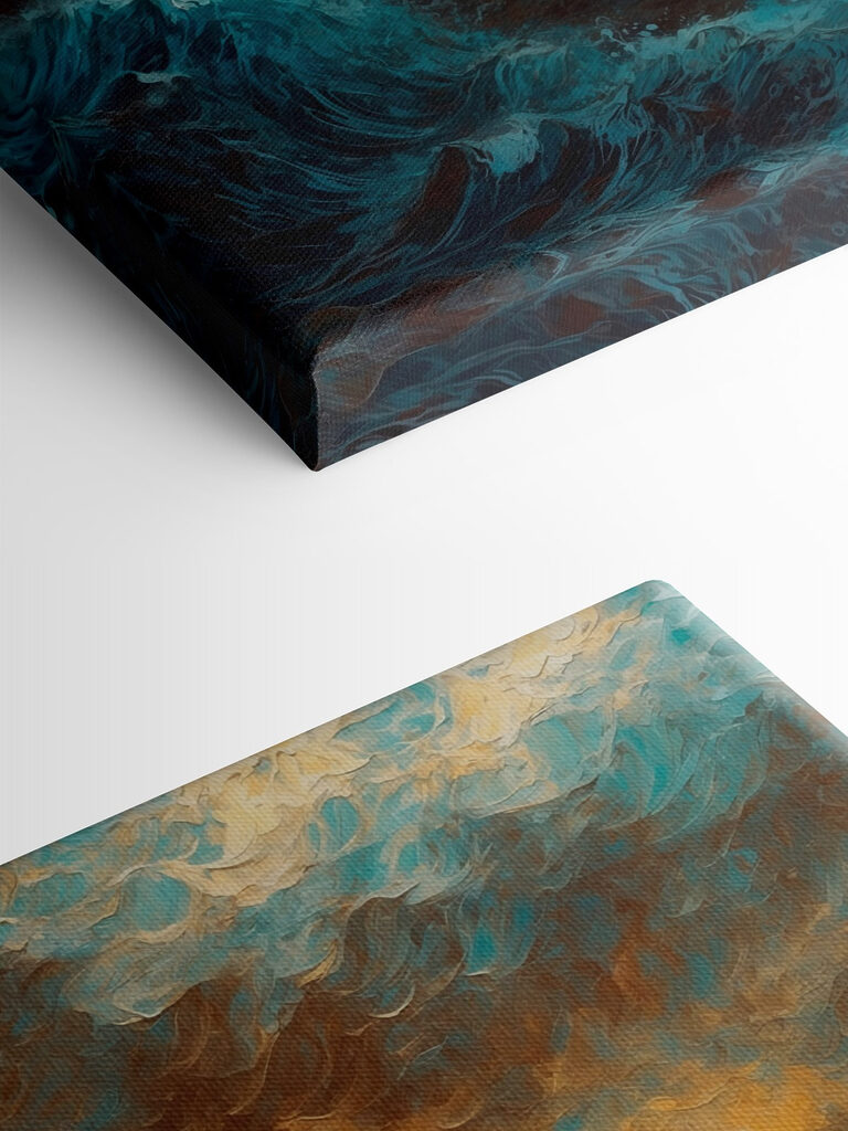 Painting of waves crashing into the ocean Painting of waves crashing into the ocean