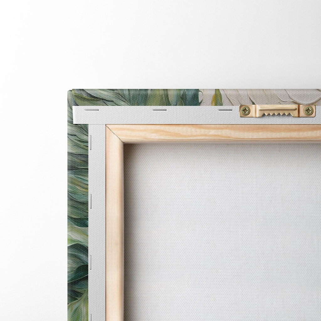 Painting of leaves on a white surface