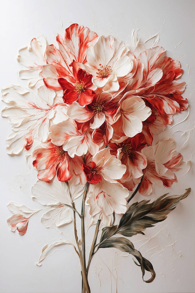 Painting of flowers on a white surface