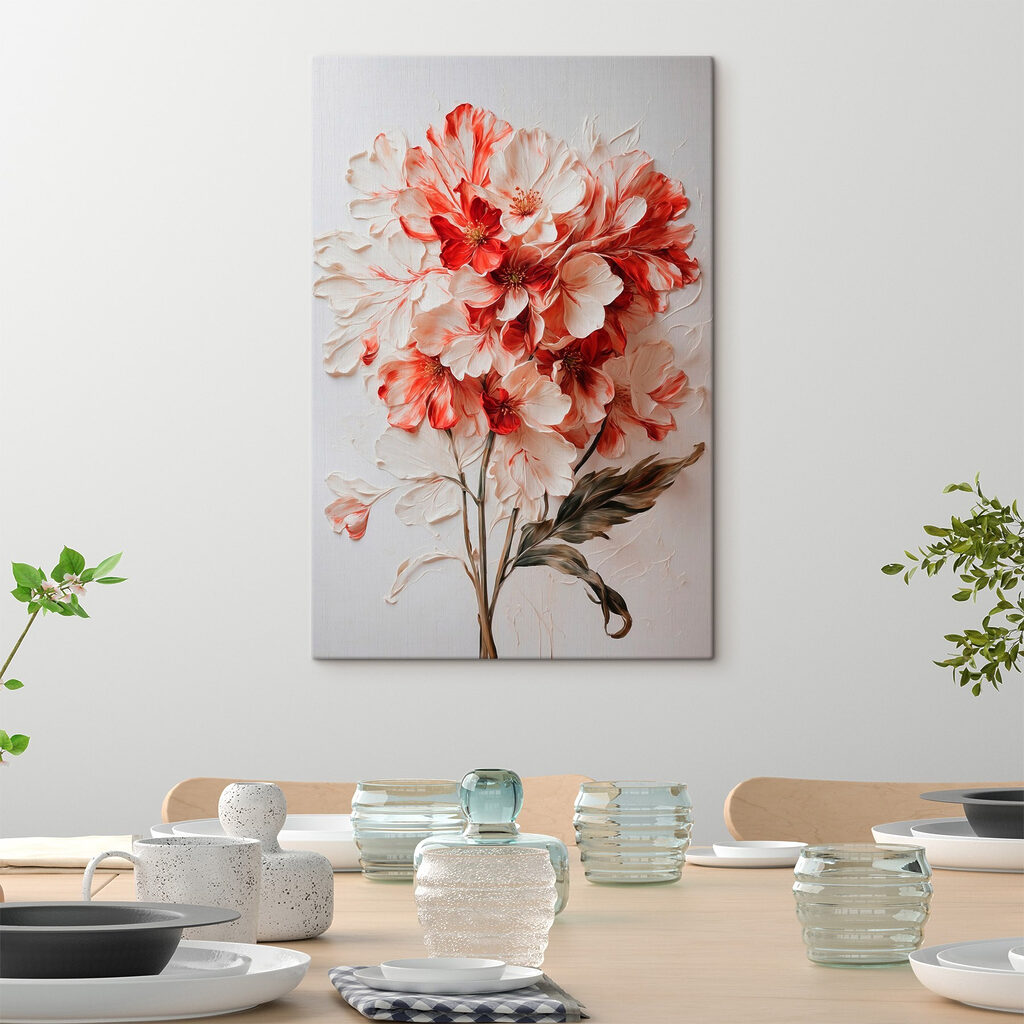 Painting of flowers on a white surface