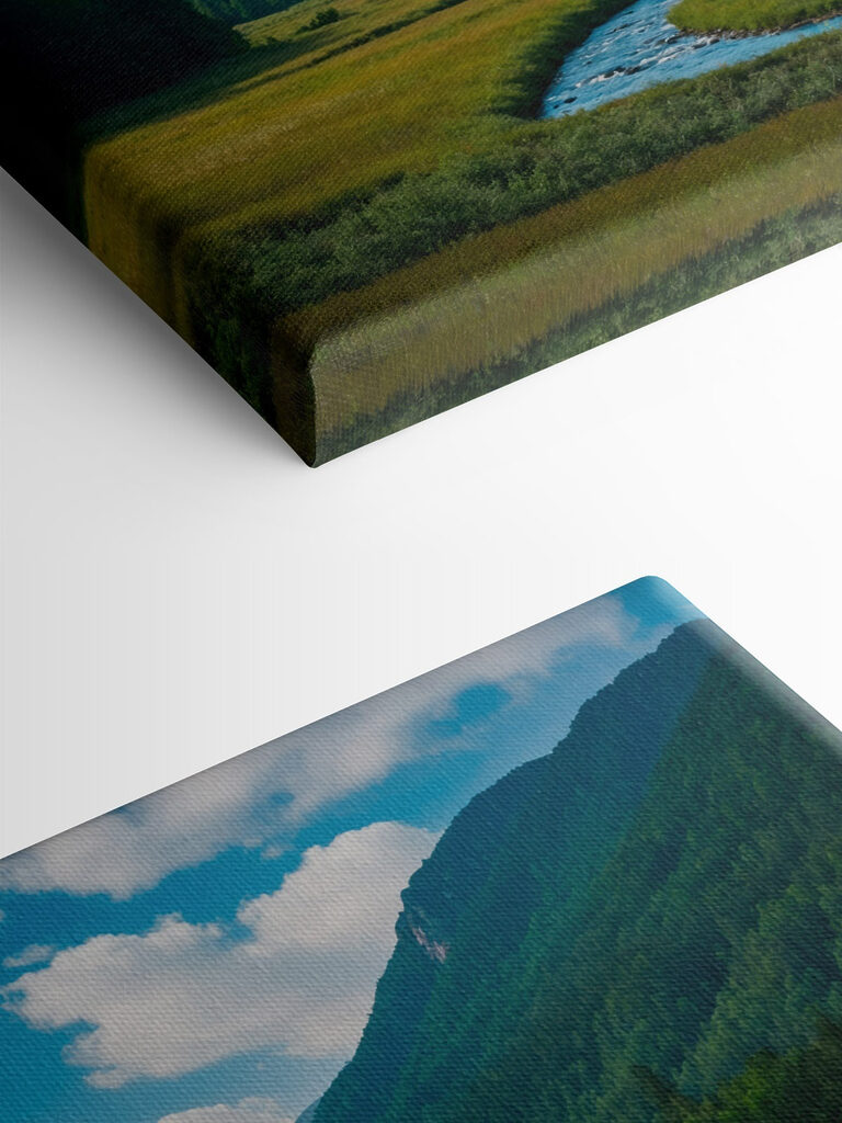 River running through a valley with mountains in the background