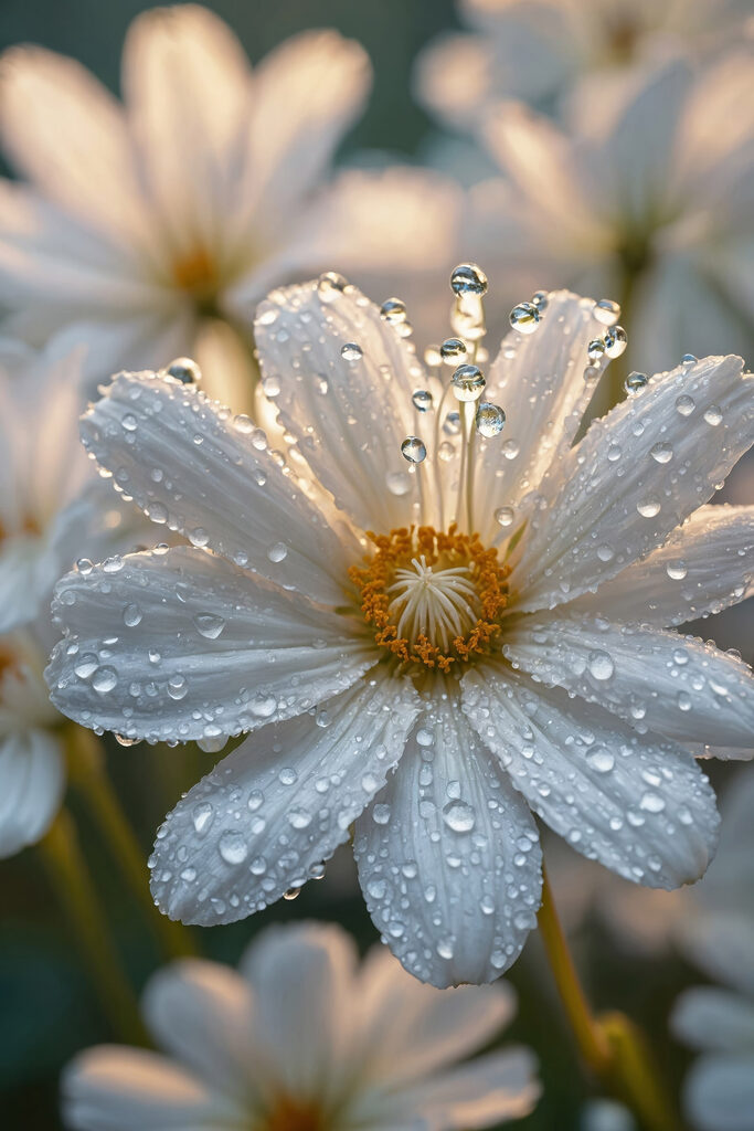 Delicate petals adorned with droplets