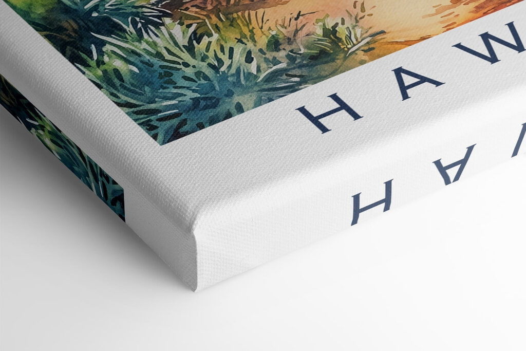 Watercolor painting of a beach with palm trees and waves Watercolor painting of a beach with palm trees and waves