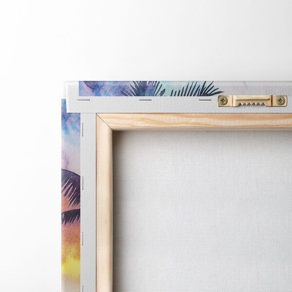 Watercolor painting of a beach with palm trees and waves Watercolor painting of a beach with palm trees and waves