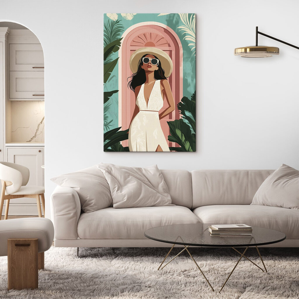 Woman wearing a white dress and hat Woman wearing a white dress and hat