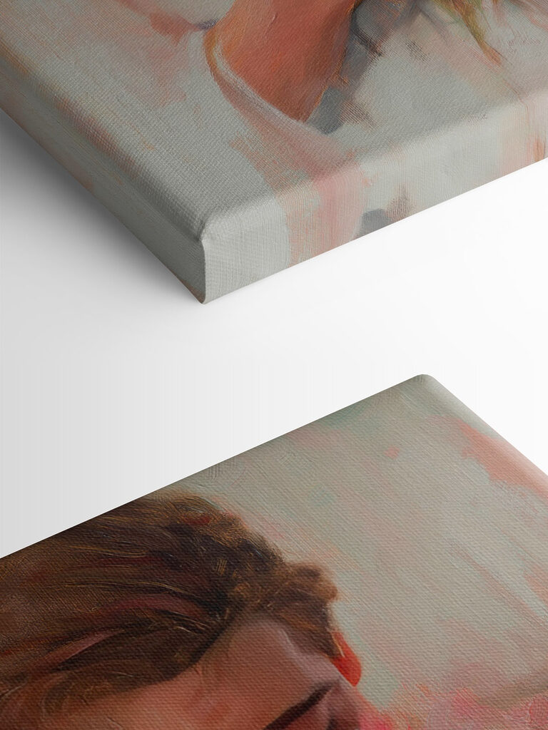 Painting of a man smelling flowers Painting of a man smelling flowers