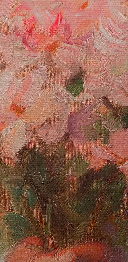 Painting of a man smelling flowers Painting of a man smelling flowers