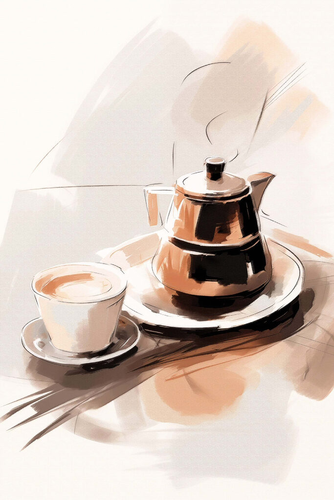 Teapot and a cup on a plate