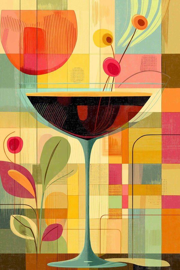 Farebné umenie pohára na martini Farebné umenie pohára na martini