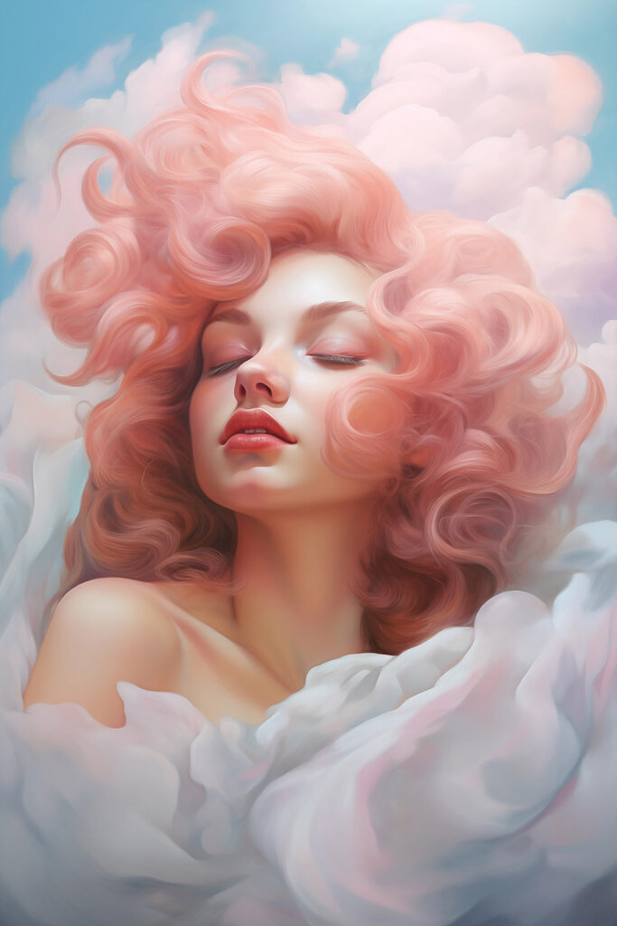 Woman with pink hair