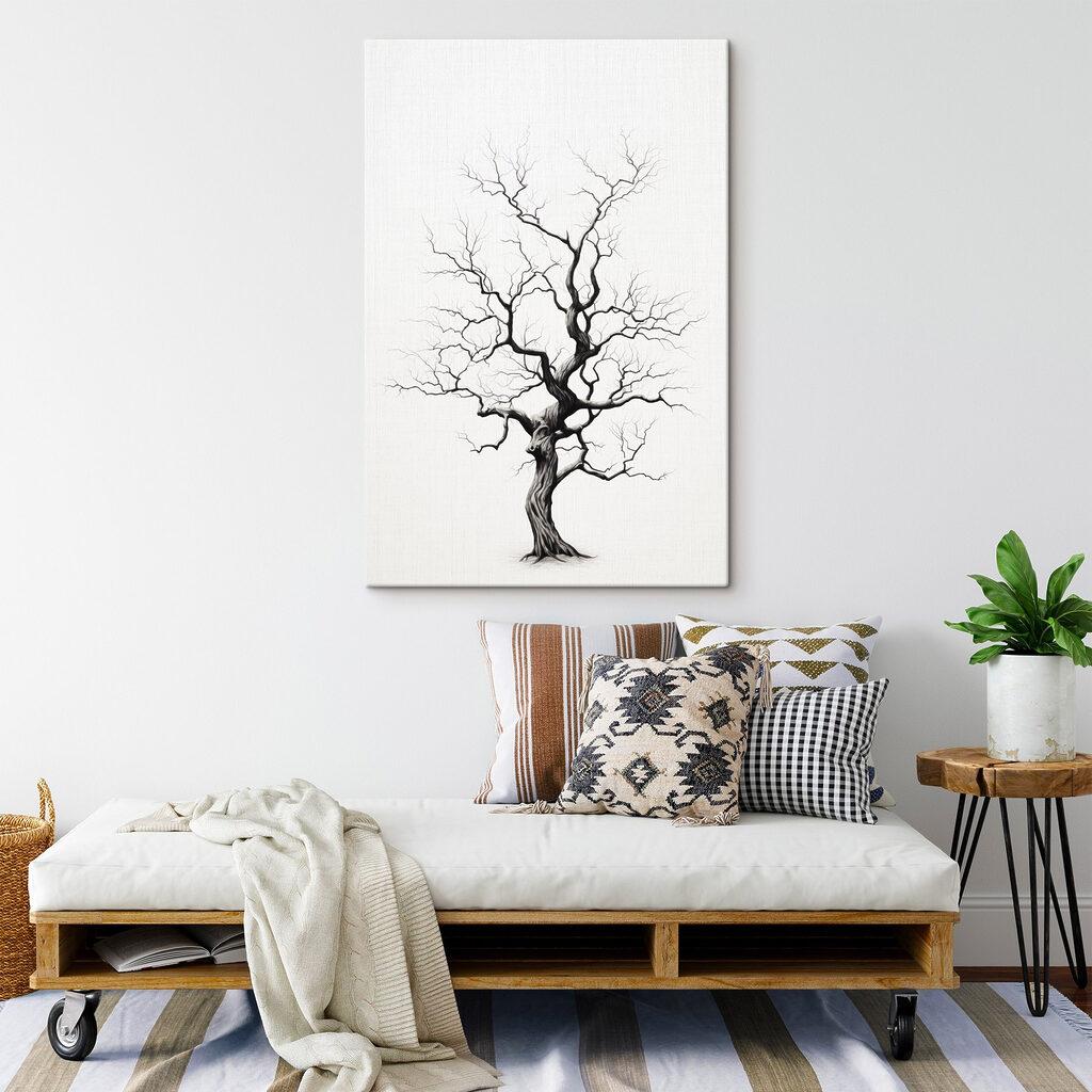 Black and white drawing of a tree Black and white drawing of a tree