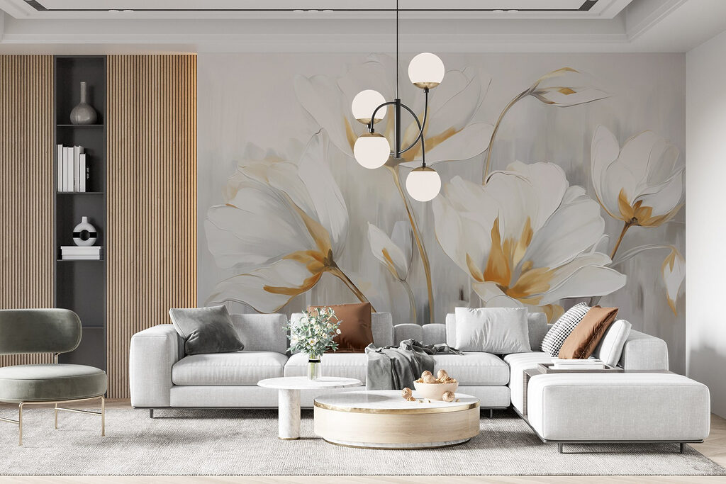 Painting of white flowers Painting of white flowers