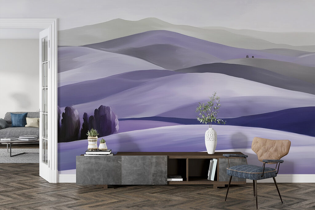 Landscape of hills with trees