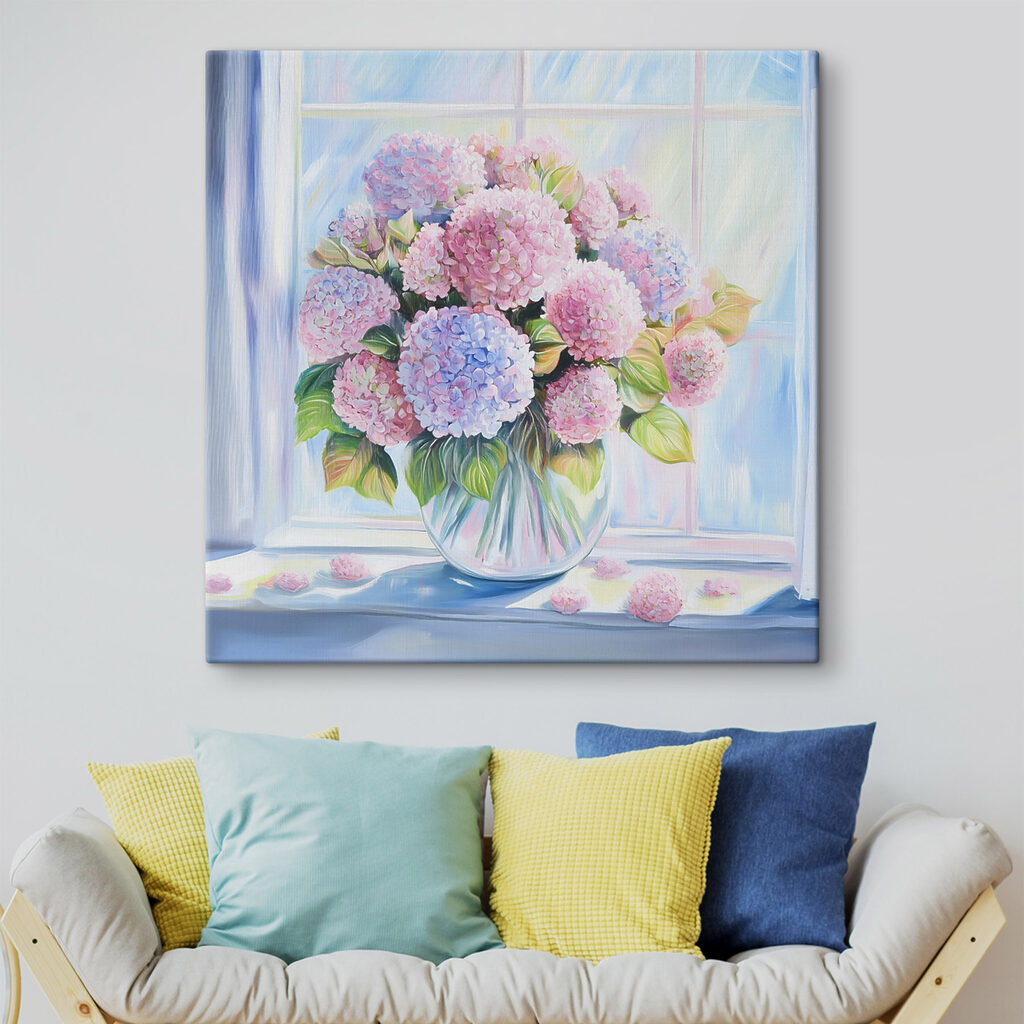 Painting of a vase of flowers Painting of a vase of flowers